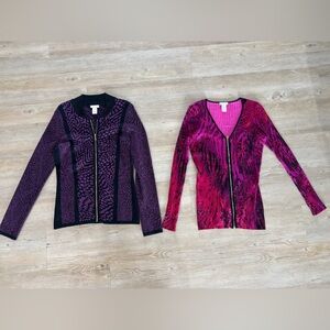 Set of 2 Cache Women's Animal Print Zip Cardigan Set
